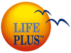 Life Plus logo omega 3 fatty acids EPA, DHA fish oil for healthy brain heart circulatory system.